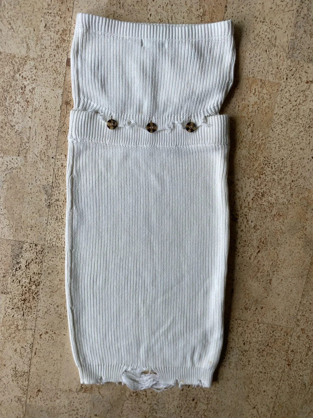 NWT SER.O.YA Cream Ribbed Distressed Strapless Mini Dress with Cutout Size S